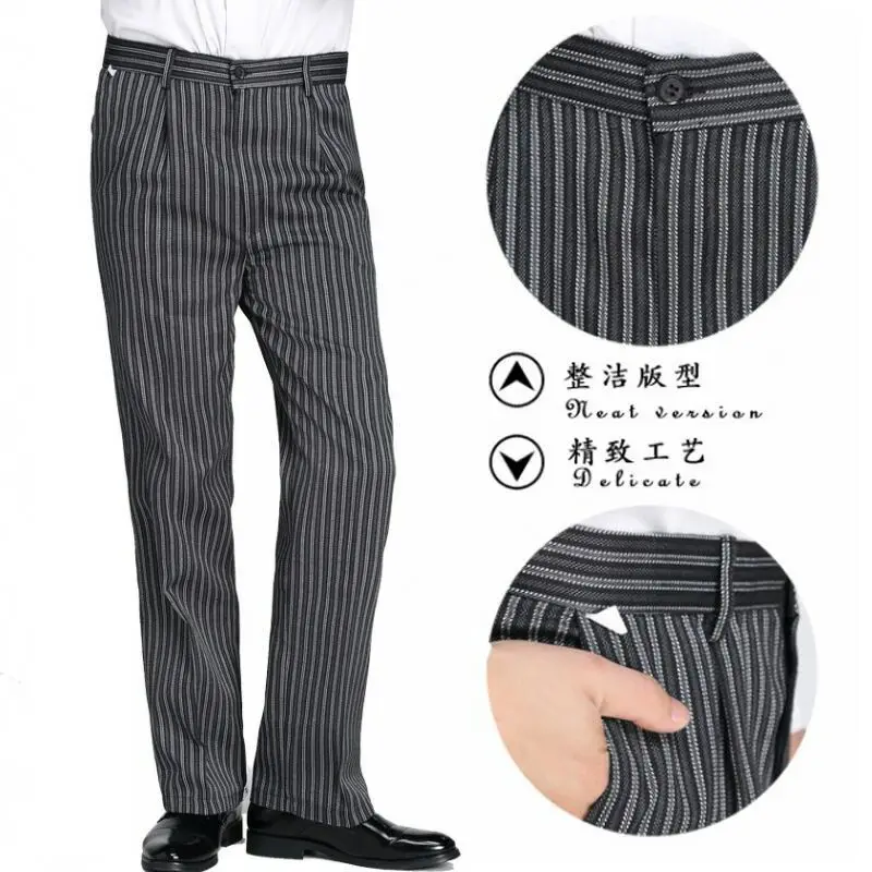 unisex chef trousers Autumn and winter food service autumn Cook pants work pants checked striped chef