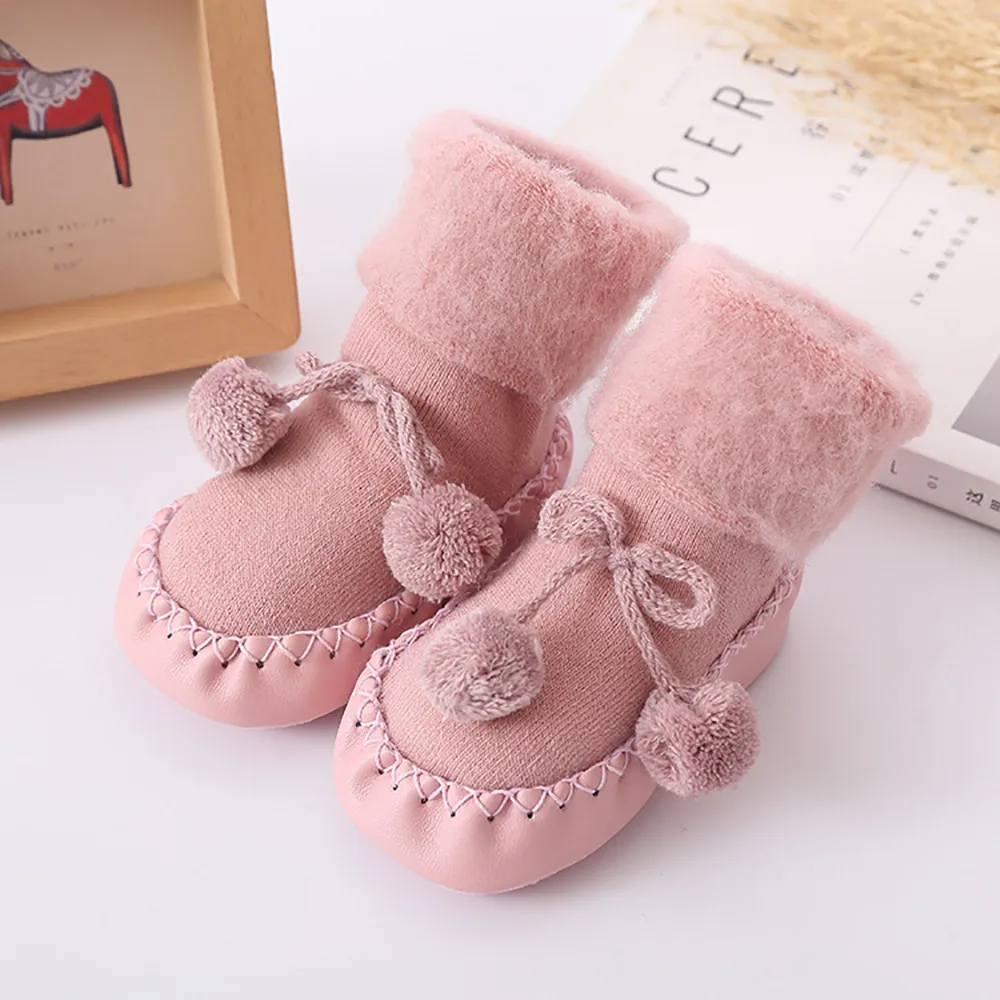 Infant Baby Boys Girls Solid Knit Floor Socks Toddler Kids Winter Warm Cotton Floor Socks Children Anti-Slip Fashion Step Socks