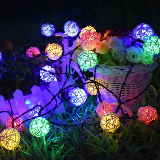 Solar String Lights 20ft 30 Led Multi Color Rattan Globe Solar String Lights 20ft 30 Led Multi Color Rattan Globe Decorative Lighting For Outdoor Home Garden Patio Party