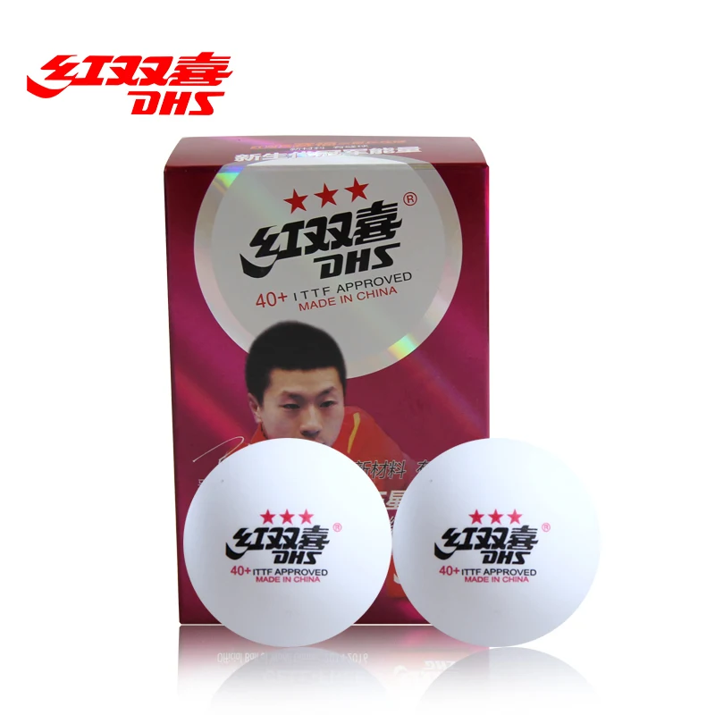 DHS New Material Plastic 40+ Seamed 3 Star Table Tennis Balls White
