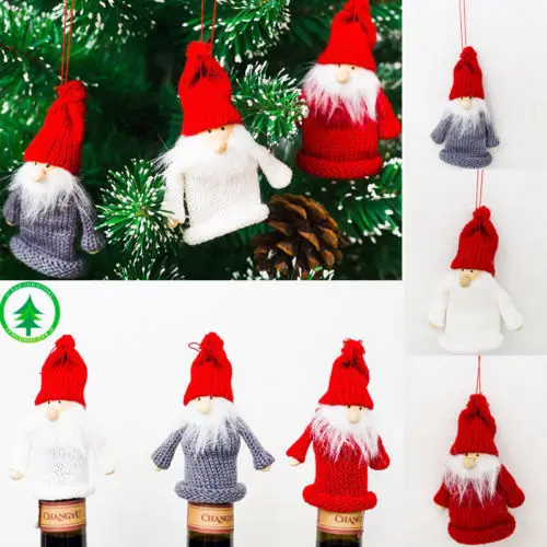 Polytree Christmas Socks Wine Bottle Cover Candy Bag Elf Boot Xmas Table Decor Festival Party Ornaments