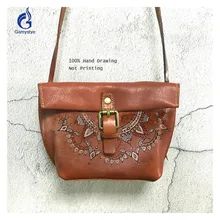 Женская сумка художественная ручная рисованная граффити фестиваль с рисунком мандалы сумки маленькие полнозернистые сумки через плечо из воловьей кожи