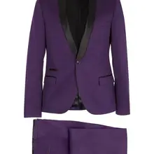 Новые фиолетовые костюмы для мужчин, черные атласные нагрудные мужские смокинги для жениха на свадьбу, мужские костюмы на выпускной блейзер(пиджак+ брюки), индивидуальный заказ