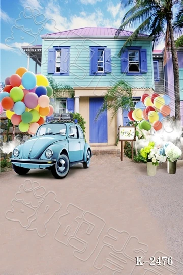 

200 * 300CM backgrounds for photo studio Cloth photography background Home Furnishing background car ballon building tree k-2476