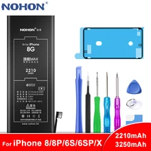 Nohon аккумулятор для iPhone 8 6 S Plus 8 plus 6splus X литий-полимерные аккумуляторы для iPhone8 Max емкость Замена телефона Batarya