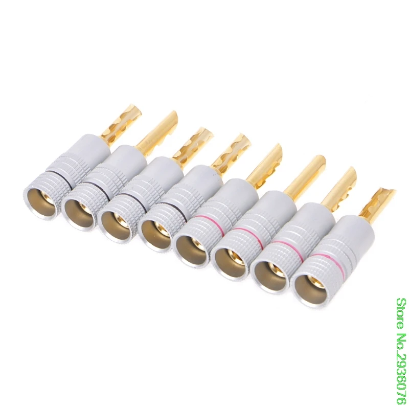

New 8 Pcs Gold Plated Copper BFA 4mm Banana Plug Adapter Wire Speaker Connectors