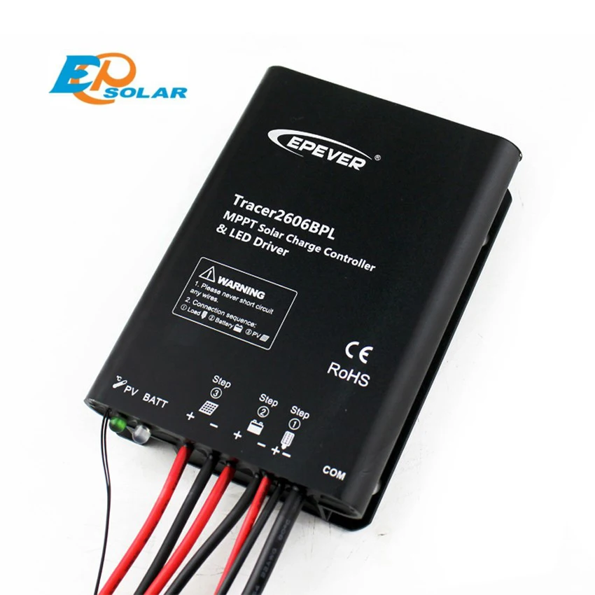 

EPSOLAR Tracer2606BPL 10A 12V 24V MPPT Solar charge controller with Timer IP67 LED Driver programmed app EPEVER