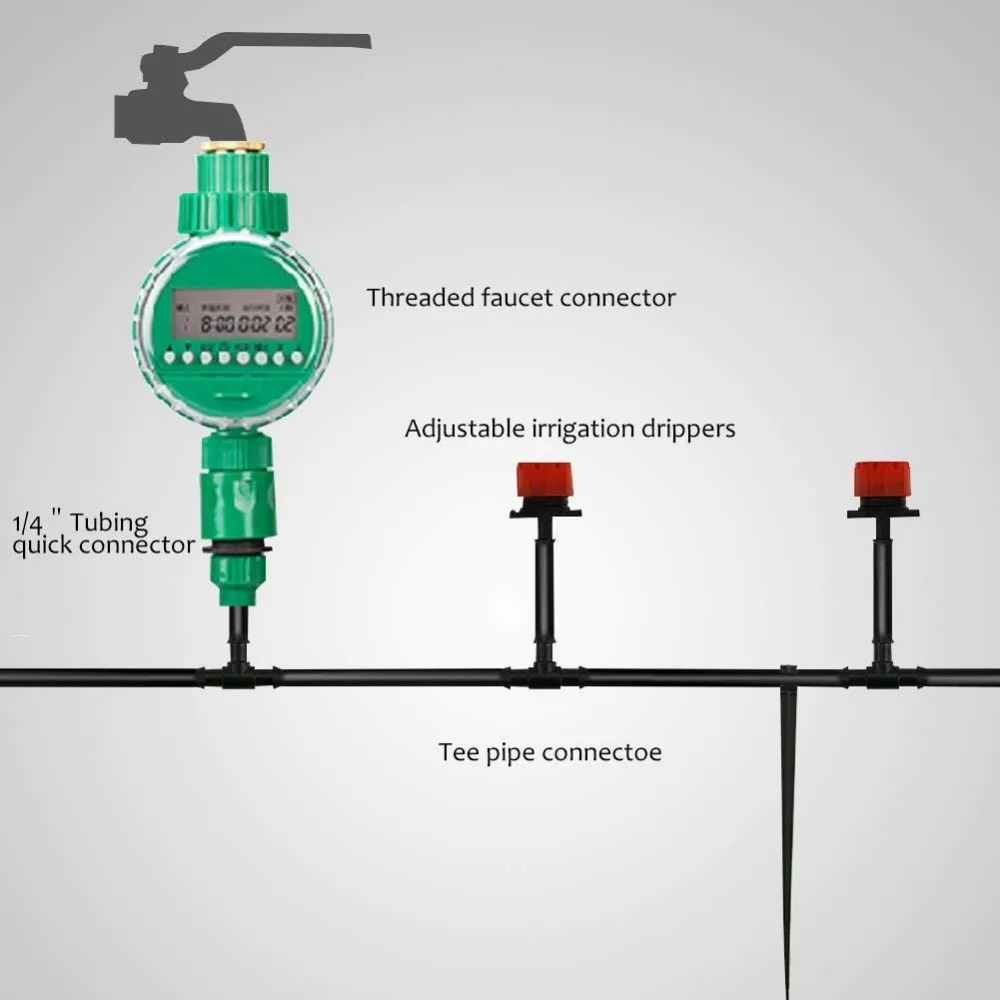 Micro комплект капельного полива Патио Сад само полива Системы орошения Таймер шланг для воды регулируемые капельницы/Fixed стволовых T Fitti