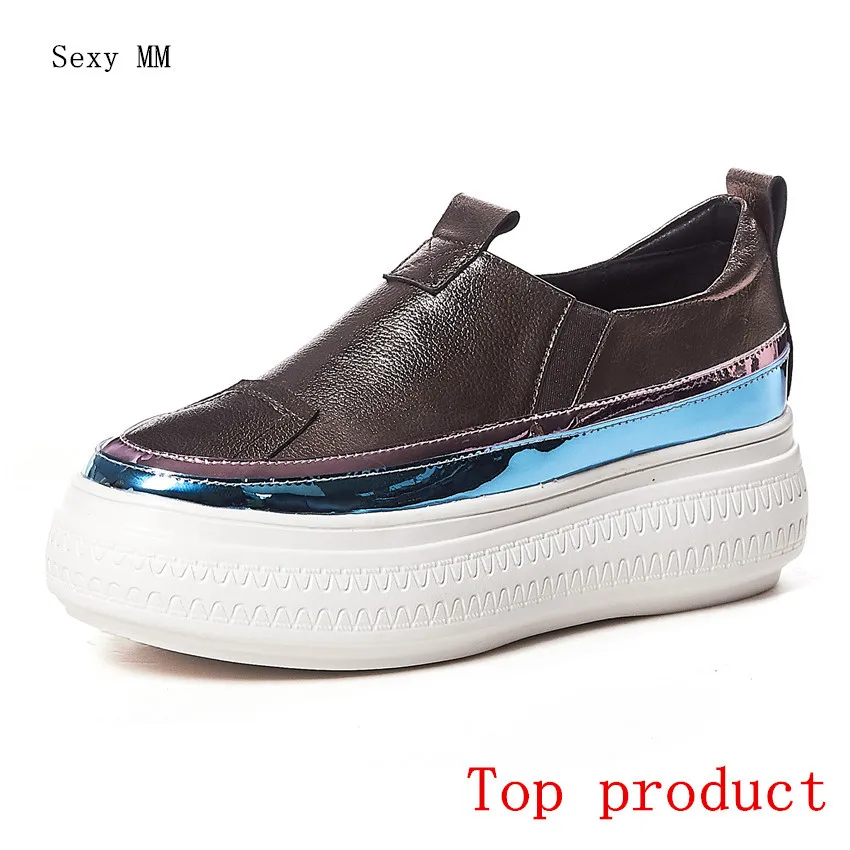 

Genuine Leather Flats Women Loafers Trainers Breathable Woman Casual Skate Walking Flat Platform Shoes