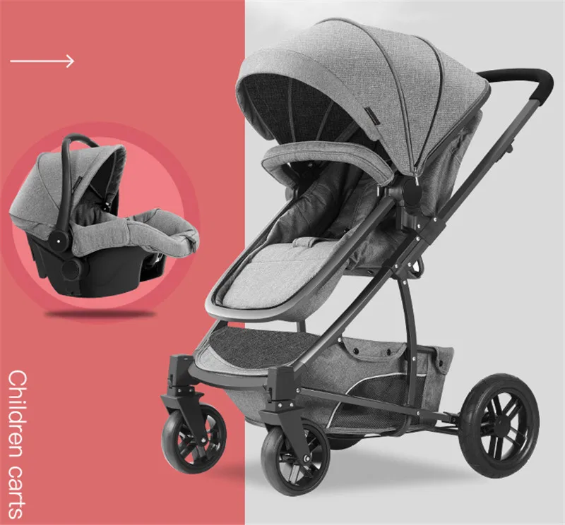 

High Landscape Portable Luxury Baby Stroller Folding Prams For Newborns Travel System 3 in 1