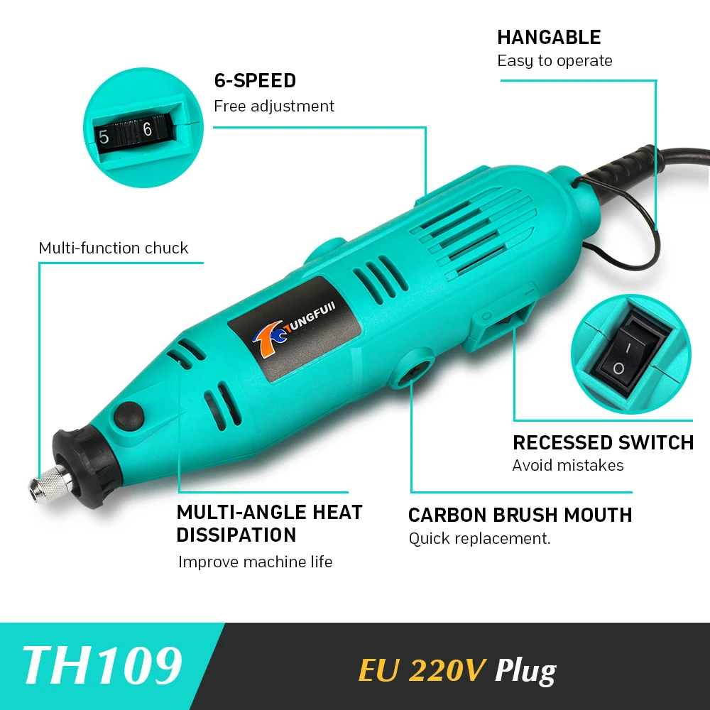 Tungfull Electric Drills Mini Drill Woodworking Drilling Machine Mini Polishing Machines 30000rpm Variable Speed Rotary Tools   