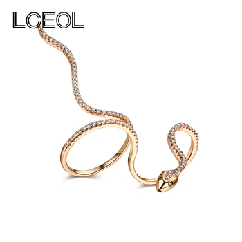 

LCEOL Anaconda Opening Snake Ring 2 Finger Rings For Women with Green Eyes Bague Party Jewelry Anel Feminino