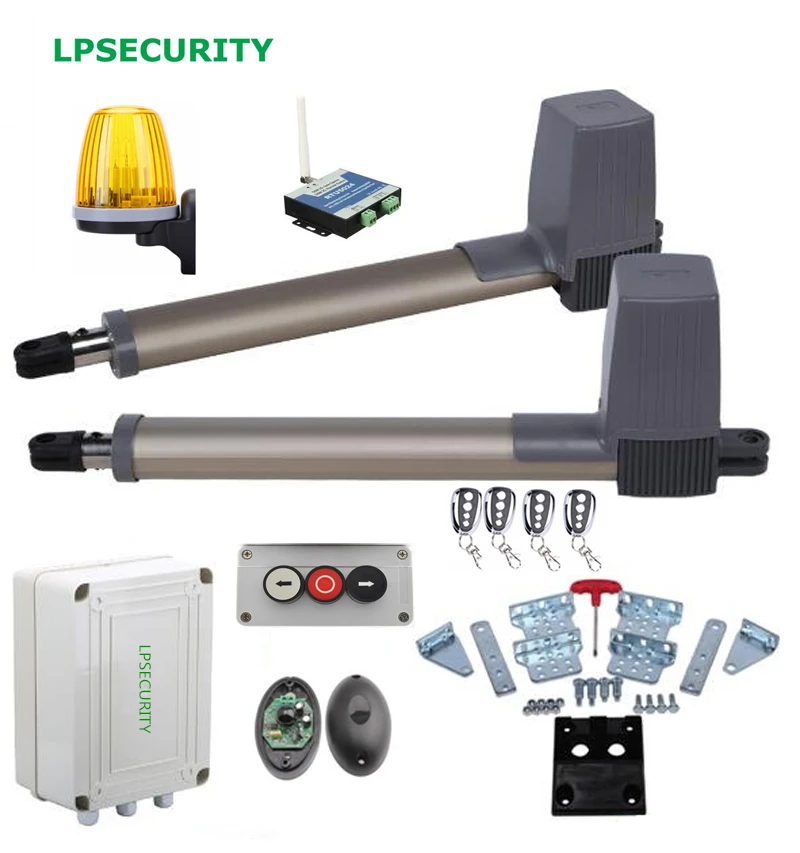 Автоматический GSM-Открыватель ворот LPSECURITY 2 рычага 4 пульта дистанционного