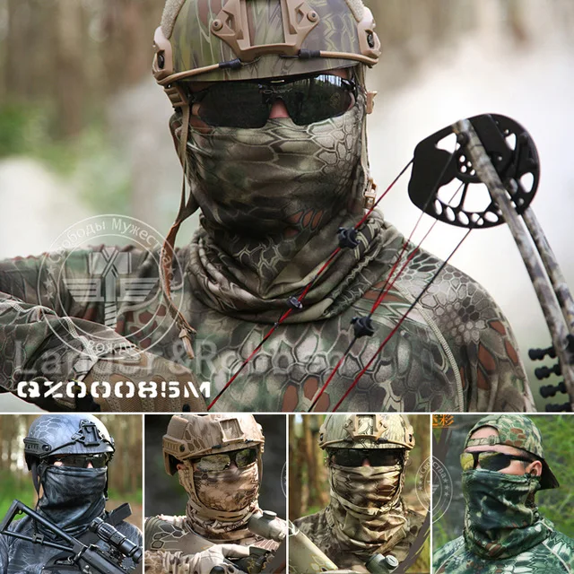 

Tactical Stretch Airsoft Military Outdoor Motorcycle Hunting Cover Paintball Quick Drying Scarf Half Face Hunting Caps