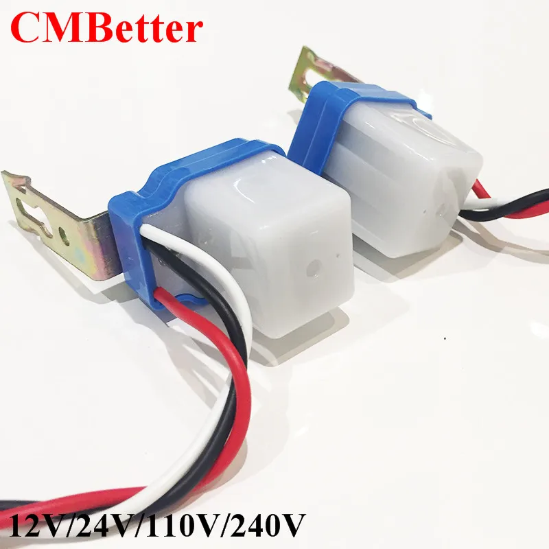 2pcs 10A Photoswitch Sensor Switch Auto On Off Photocell Street Light Control Sensor switch AC DC 12V 24V 110v 220V (1)