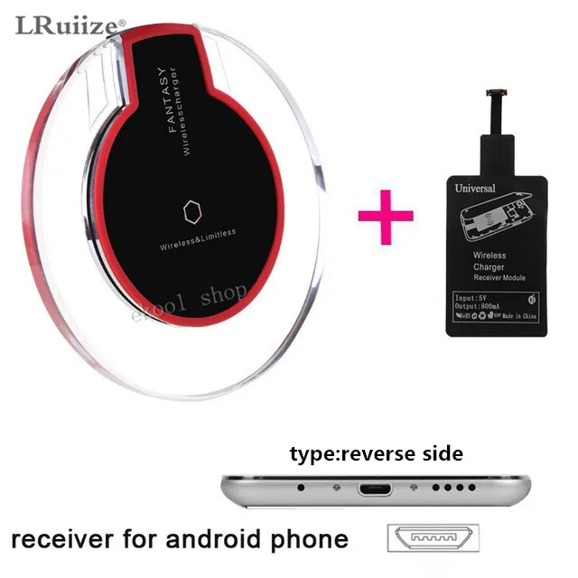 Qi Беспроводное зарядное устройство универсальное Android и Letv type-c для iPhone+ приемник адаптер зарядка Индукционная для samsung huawei Xiaomi - Тип штекера: Black Reverse Side