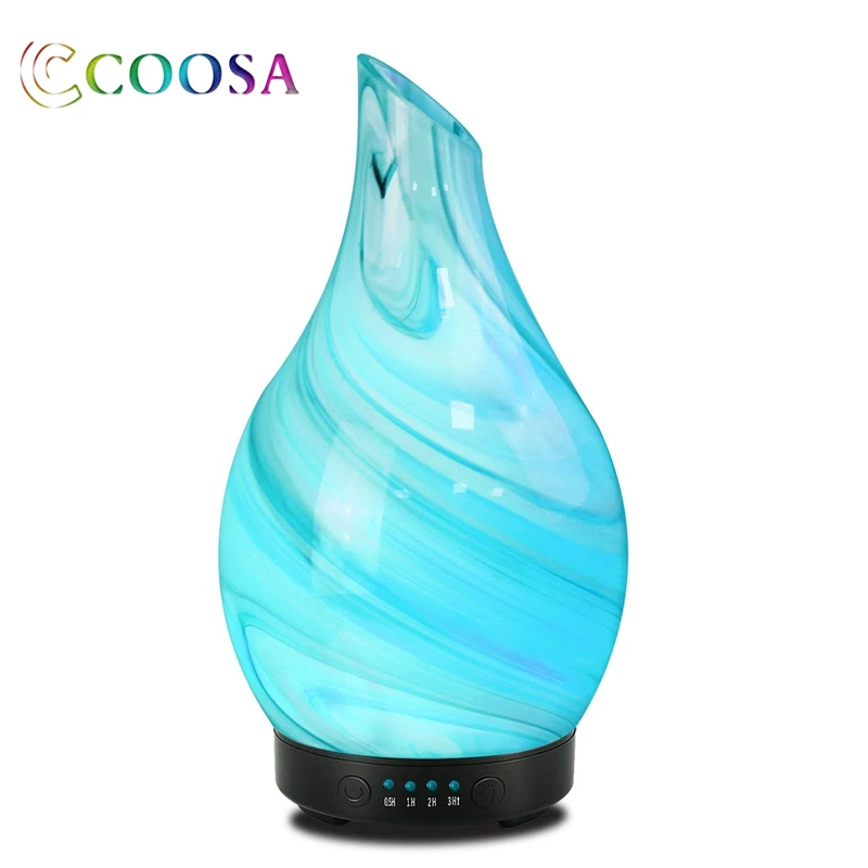 

Glass Marble Pattern Essential Oils with 4 Time Setting Colorful Light Aroma Diffuser Cool Mist Humidifier for Home and Office