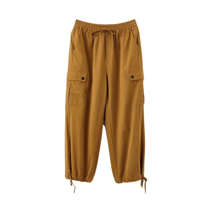 INMAN, осень, Новое поступление, хлопок, эластичная резинка на талии, с карманами, модные, крутые, женские штаны карго - Цвет: Khaki