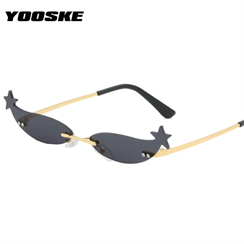 

YOOSKE Small Cat Eye Sunglasses Women Vintage Sexy Brand Designer Rimless Sunglass Brand Designer Female Eyewear Shades UV400