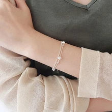 Новинка, серебряные шармы, двойные бусины, браслет, серебряный браслет с бусинами, 925, женские модные аксессуары, ювелирные изделия