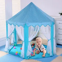 Большая принцесса Игровая палатка детская игровая домик переносная детская игрушка домашняя уличная кровать палатка розовый синий легко установить