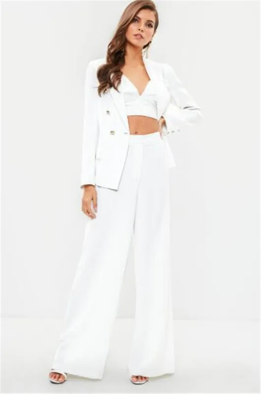 

White Custom Made Notch Lapel Business Formal PantSuits Women Full Sleeve Jacket+Pants 2 Pieces Suit Female Pantsuit Plus Size