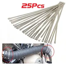 free shipping 25Pcs Stainless Steel Zip Ties Straps Fits Motor Motorcycle Exhaust Header Wrap