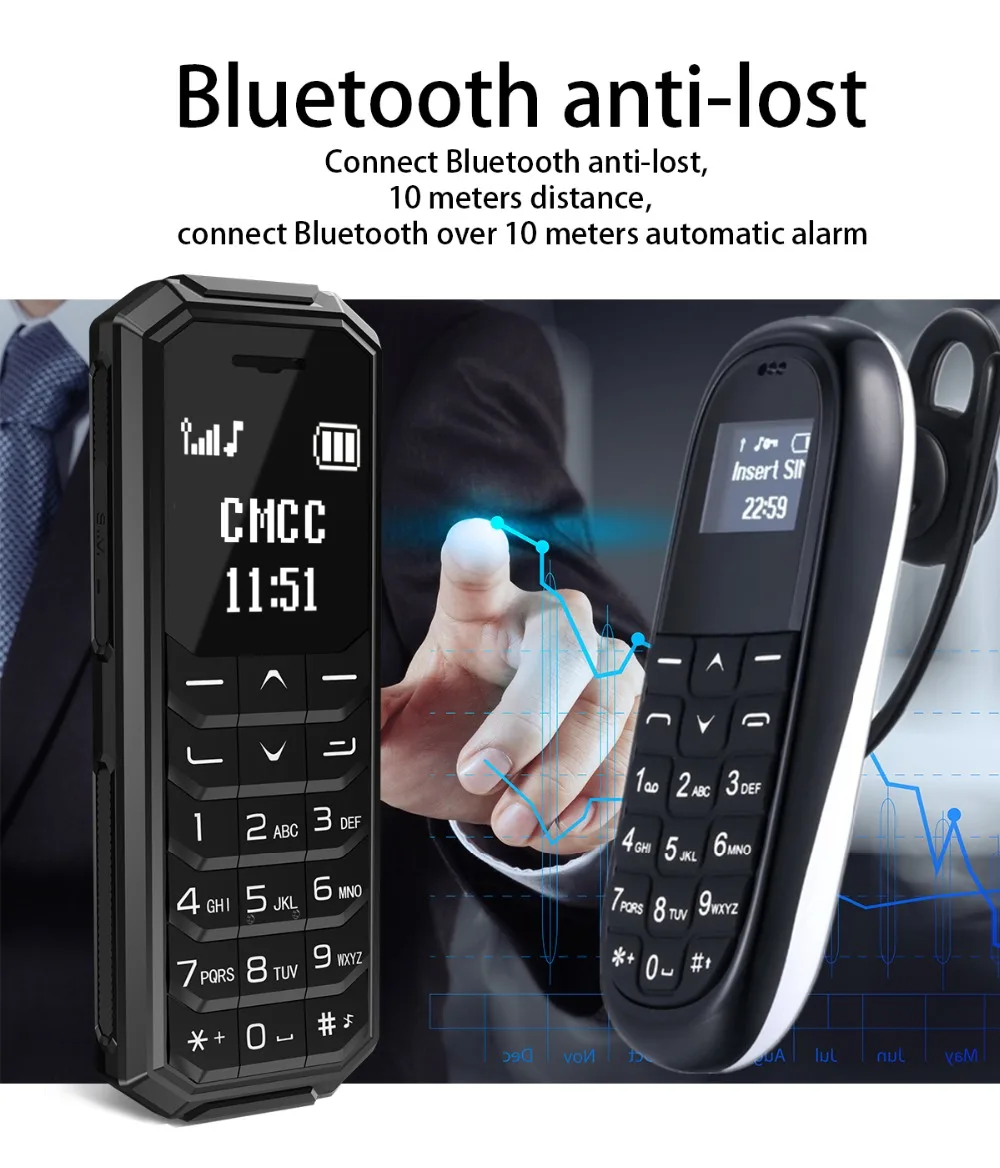 Мини карманный мобильный телефон AEKU KK1 KK2 0 66 дюймов беспроводной Bluetooth набор
