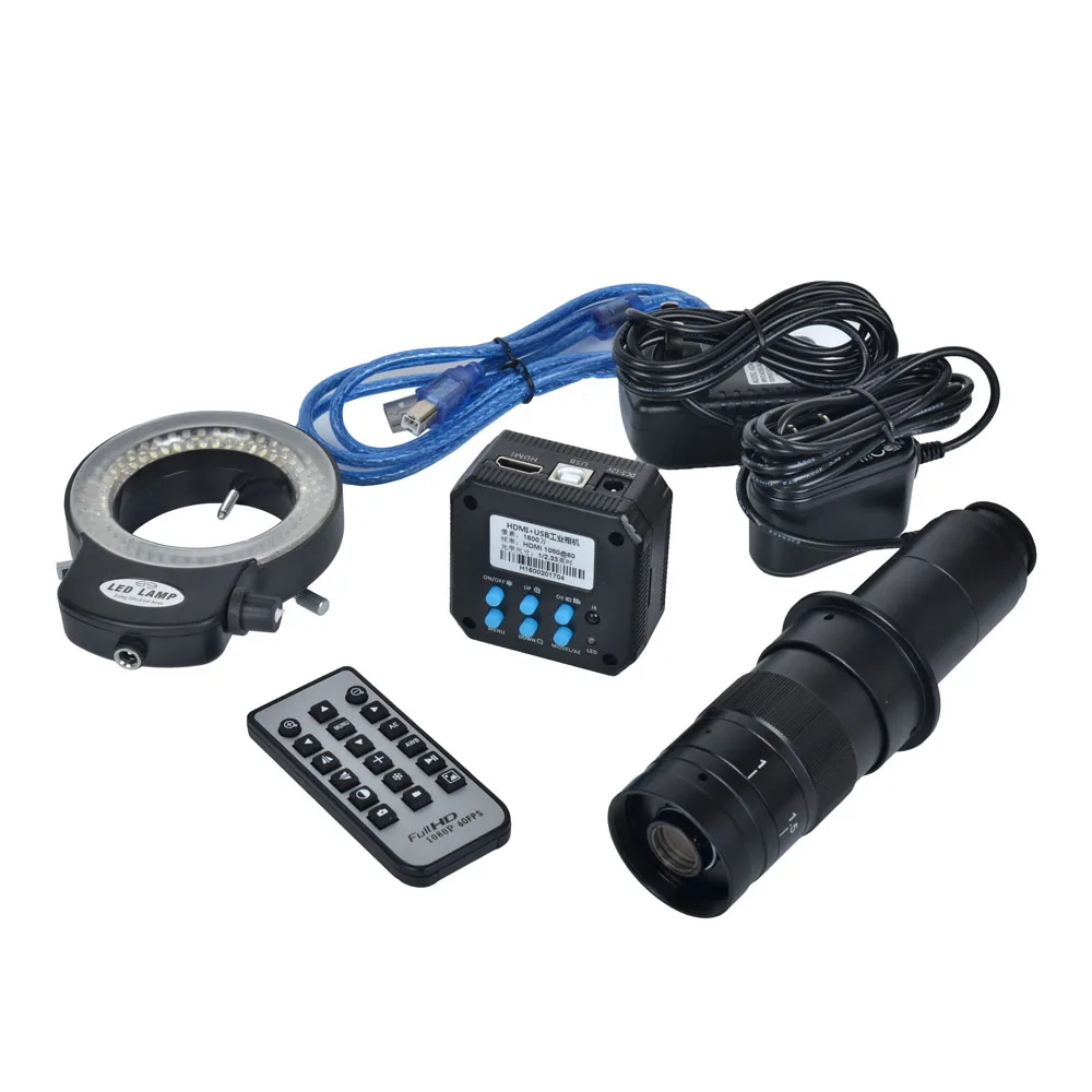 HD 16MP 1080P @ 60FPS HDMI USB цифровая промышленная микроскопическая камера + 180X объектив с