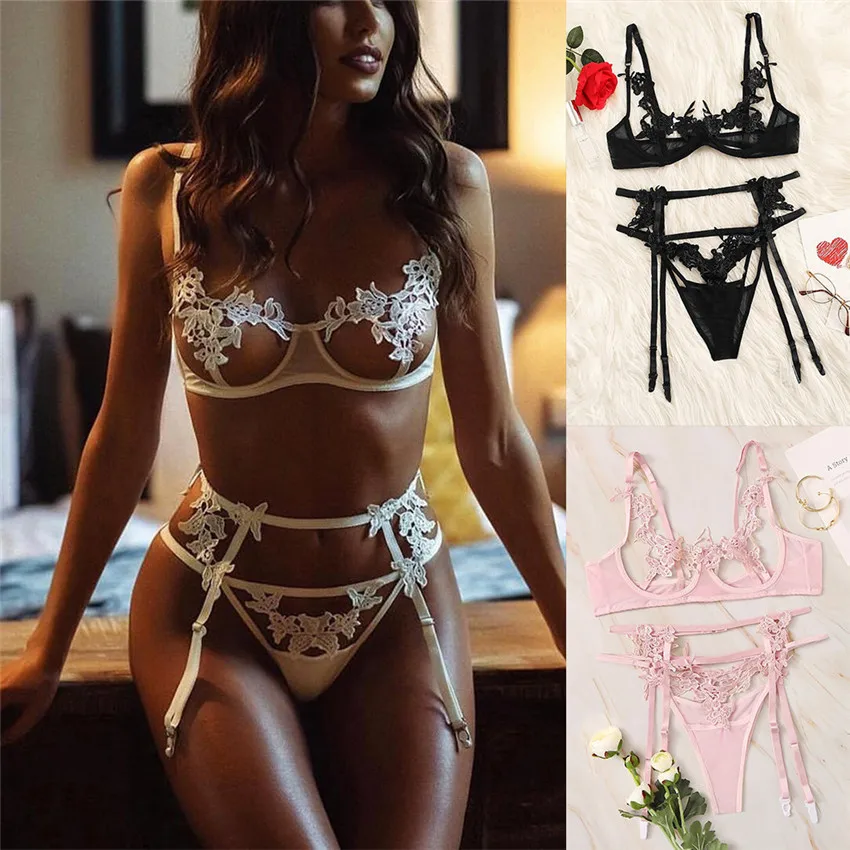 

Women Lingerie Corset Lace Hole Underwire Racy Muslin Underwear Ensemble Soutien Gorge Culotte Lenceria Dessous Transparent Bra