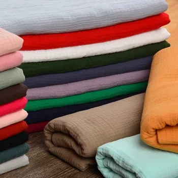 

50x130cm Double Layer Crepe 100% Cotton Fabric for Spring Summer Dress Meter Cotton Fabrics Breathable Baby Fabric Cloth Tissu