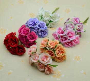

18pcs Silk stamen roses DIY gifts pompon christmas wreath gifts home wedding decor accessories fake plastic artificial flowers