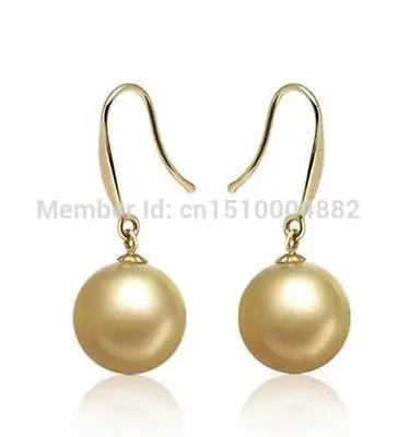 

hot sell new - shitou 0077 PERFECT ROUND AAA 8-9MM NATURAL AUSTRALIAN SOUTH SEA GENUINE GOLD PEARL EARRING