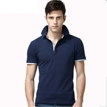 Новая летняя мужская рубашка поло с коротким рукавом Тонкая хлопковая рубашка подходит для мужчин s рубашки поло drop Прямая ABZ195