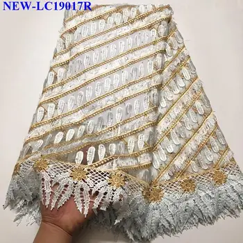 

Rhinestone High Quality African Lace Fabric Gold French Net Embroidery Sequins french tulle lace For Nigerian party Dress MJSX02