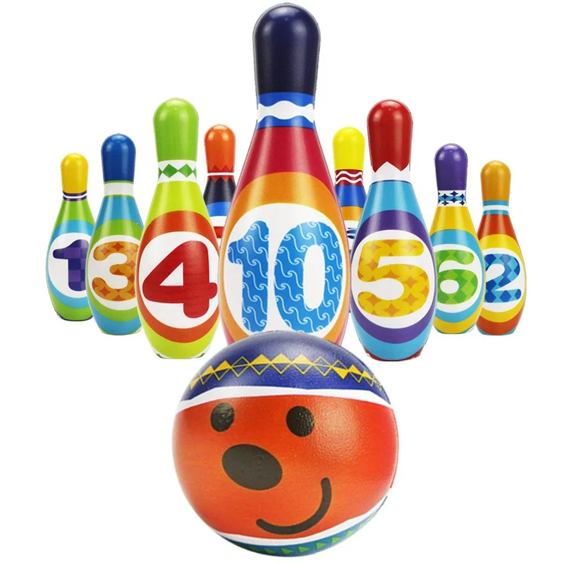Refasy Kids Bowling Toys Set Bowling Pins Foam Ball Toy Indoor Games Sports Toys for Toddler
