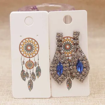 

50pc New arrival 4*9cm Good luck Dreamcatcher earring card Flower styles /DIY Thank You jewelry drop earring dispaly tag card