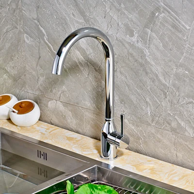 

Chrome Finished Countertop Kitchen Sink Faucet Single Handle/Hole Hot and Cold Water Faucet