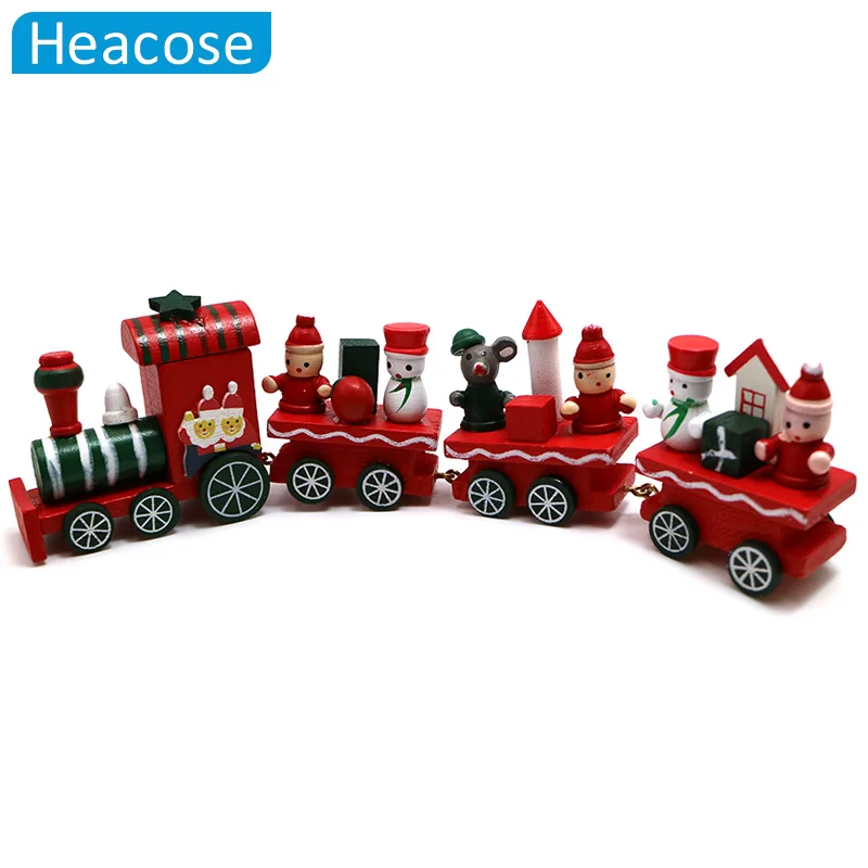 

christmas train painted wood Christmas Decoration for home with Santa/bear Xmas kid toys gift ornament navidad 2018 new year