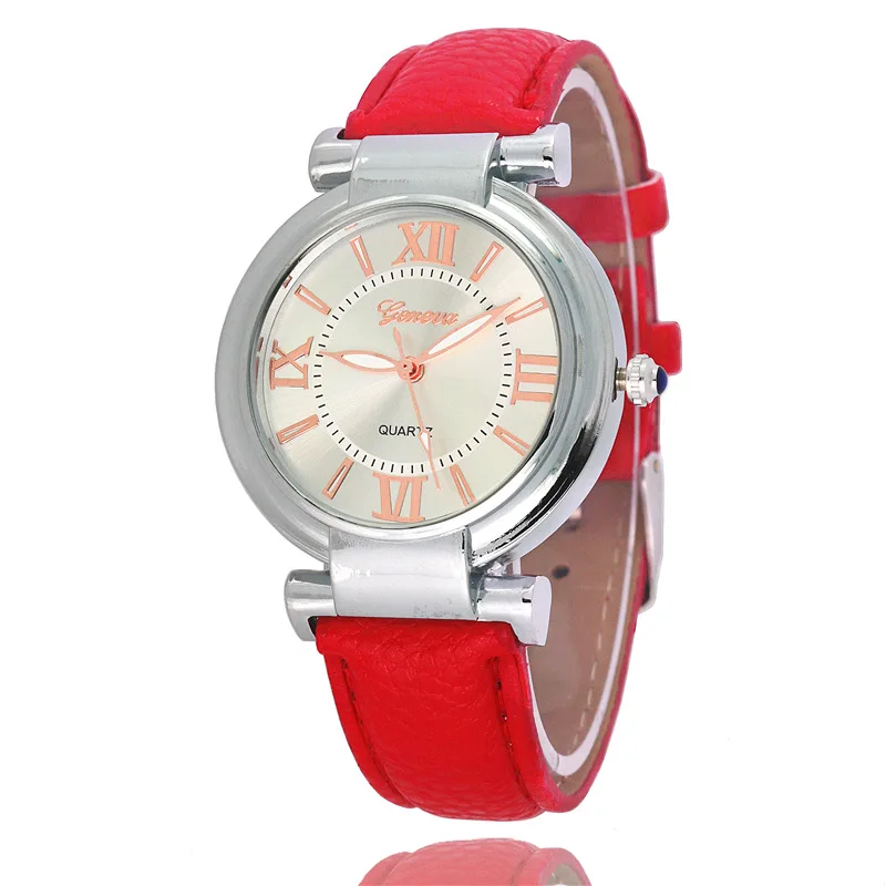 

Silver Dial Women Lady Geneva Roman Numerals Leather Band Wrist Bracelet Watches Hot sale Relogio 2018 new