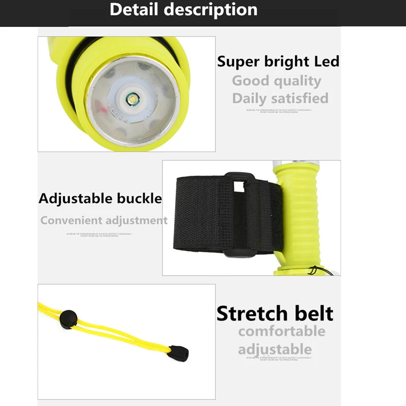 Ultra Bright Waterproof Torch Underwater Diving Powerful LED Flashlight Camping Light Battery Powered (8)