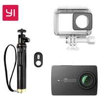 Yi 4 К действие Камера Комплект с Водонепроницаемый чехол и selife рукоять 2.19 “ЖК-дисплей жесткие Экран Wi-Fi International версия Спортивные Камера