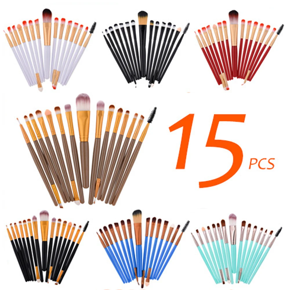 

15Pcs/Set Foundation Professional Eyebrow Eye Shadow Eyeliner Lip Blush Brush Makeup Brushes Tools Soft Hair Comfortable Nature