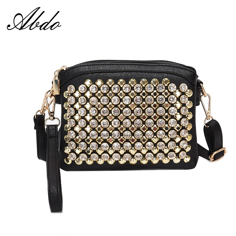

Double zipper three-layer single shoulder Messenger bag fashion rivet small square bag 2019 new ladies bag classic black simple