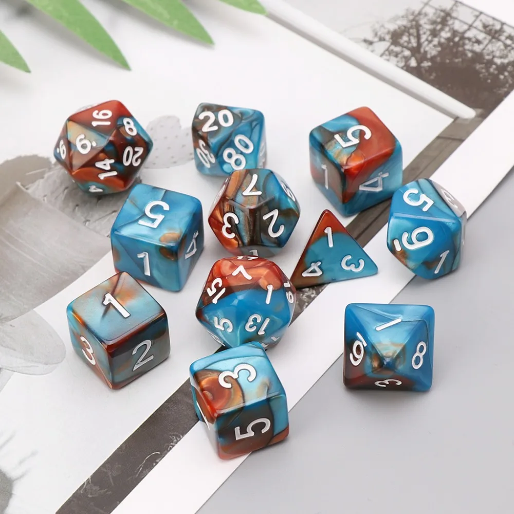 

10Pcs D4 D6 D8 D10 D12 D20 Sided Dices For RPG DND D&D Set