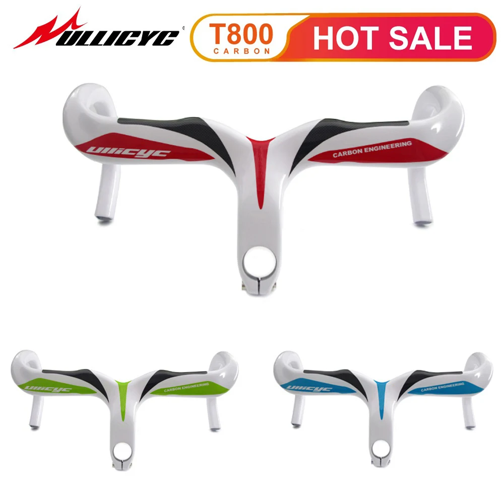 

Ullicyc Newest Superstrong Road Bicycle Bent Bar With Stem Full Carbon Bent bar Bike Handlebar 400/420/440mm*90/100/110/120mm