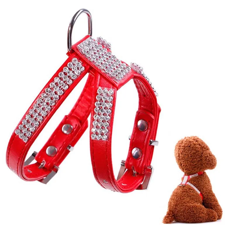 Powder Pink Bling Rhinestone Dog Cat Harness With Skirt, Small Pet Clothes