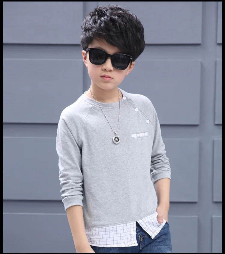 casual black gray patchwork children tops tees boys long sleeve t shirts kids 2017 new spring autumn teenage boys t shirt clothing (12)
