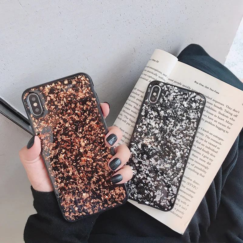 

Luxury Gold Sequins Phone Case For iphone X 6 6S 7 8 plus Case Fashion Glitter Soft Back Cover For iphone X XR XS Max Cases Capa