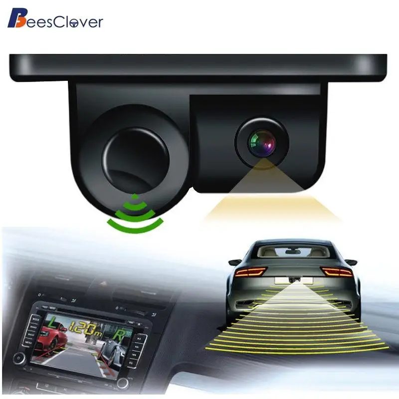 

Adeeing 2in1 LCD Car Reverse Backup Radar Sound Alert Indicator Parking Sensor Newly Rear View Camera No Holes No Drilled r30